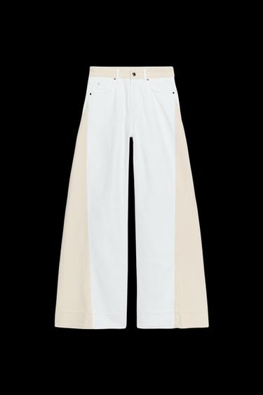 Zara Z1975 COLOR BLOCK DENIM JEANS - ecru-white - Image 0