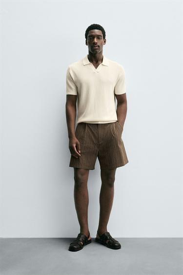 RIB KNIT POLO SHIRT - Oyster-white by Zara