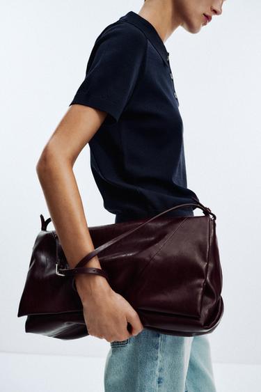 CLUTCH BAG WITH STRAP - Burgundy Red by Zara