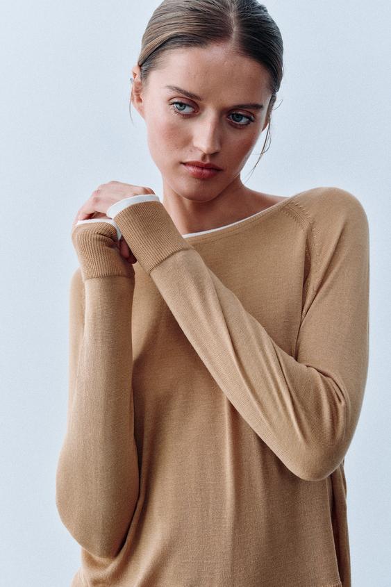 Sweter z dzianiny z efektem warstwowym