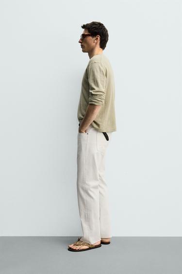 IRREGULAR HEM STRAIGHT-LEG JEANS - White by Zara - Image 3