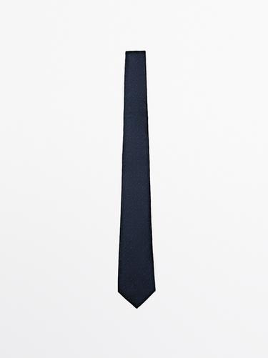 Zara 100% silk tie - Navy blue - Image 0