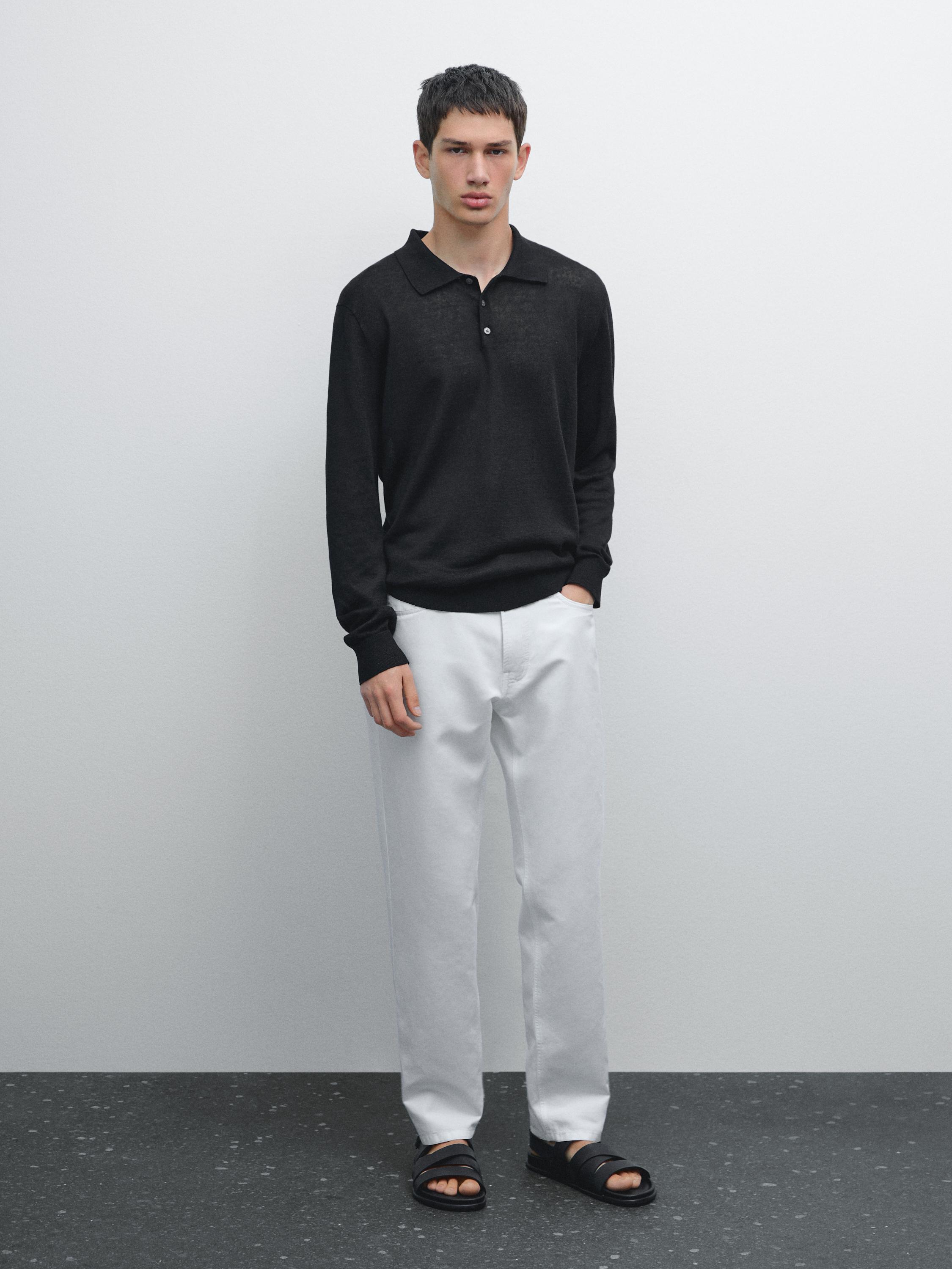 Cotton blend tapered fit trousers - White | ZARA United States