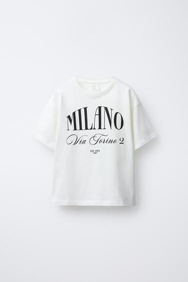 SLOGAN PRINT T-SHIRT - Oyster-white by Zara