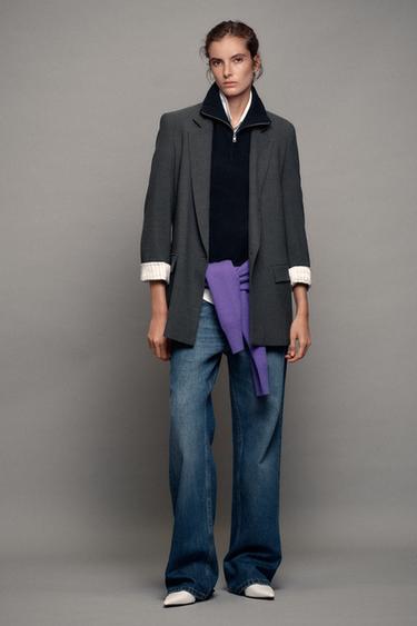 BLAZER HOMBRERAS PUÑO ESTAMPADO - Gris oscuro de Zara