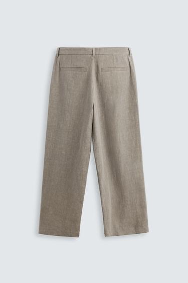 100% WASHED LINEN SUIT TROUSERS - Mink by Zara - Image 7
