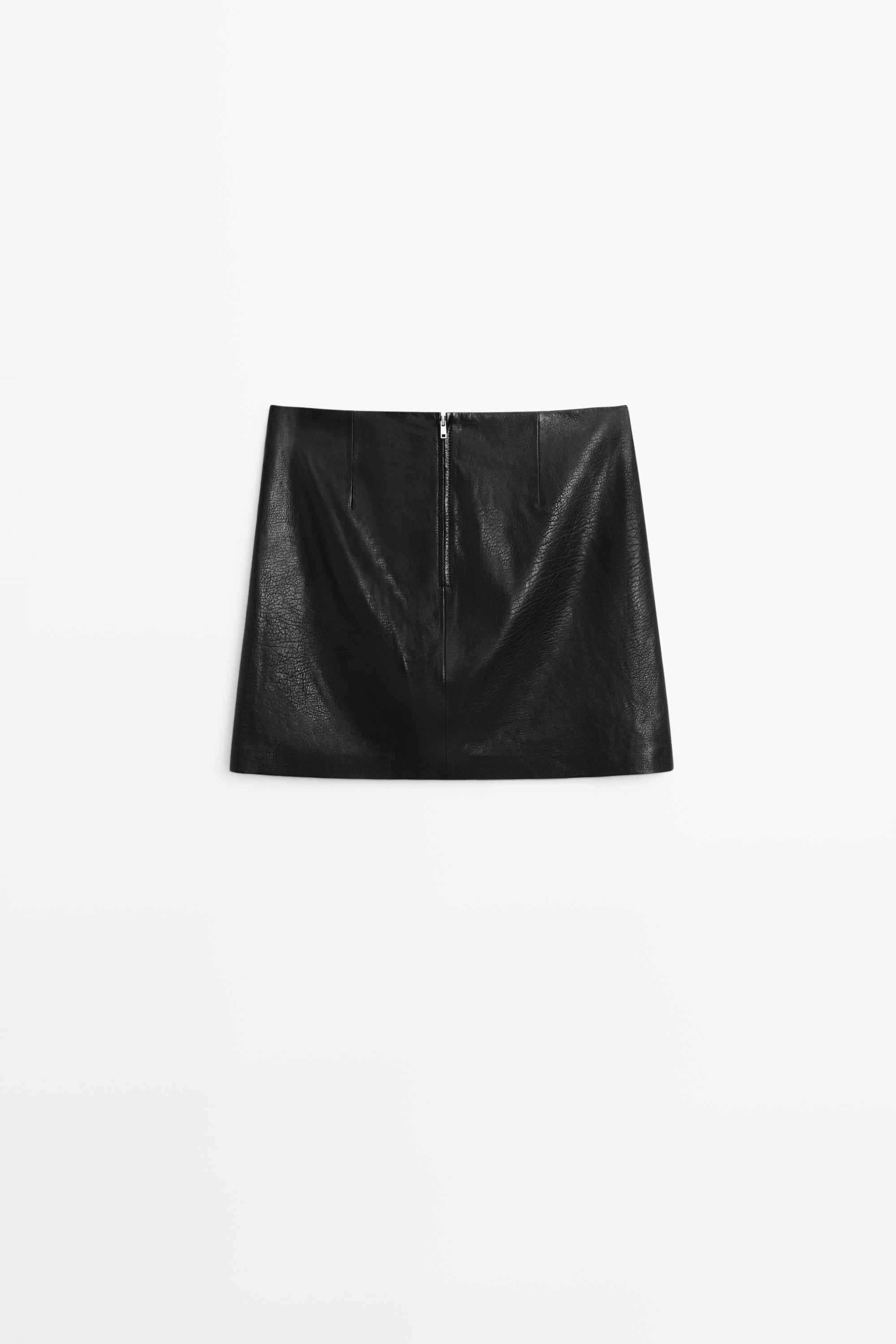 Nappa leather mini skirt