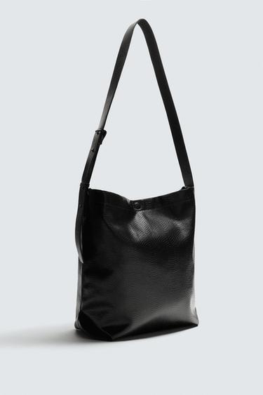 EMBOSSED TOTE BAG - Black by Zara - Image 3