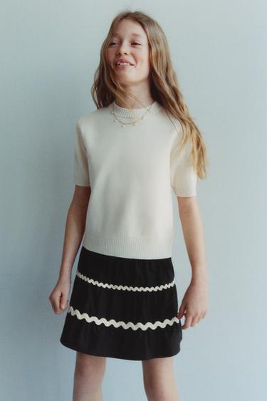 WAVE POPLIN BERMUDA SKORT - Black by Zara