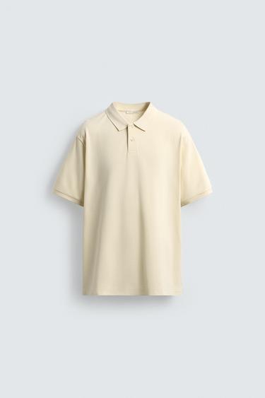 WASHED PIQUÉ TEXTURE POLO SHIRT - Pastel yellow by Zara