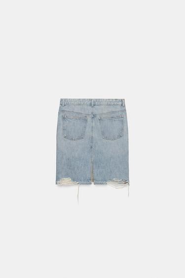 JUPE EN JEAN TRF DÉCHIRURES - Bleu clair de Zara - Image 7