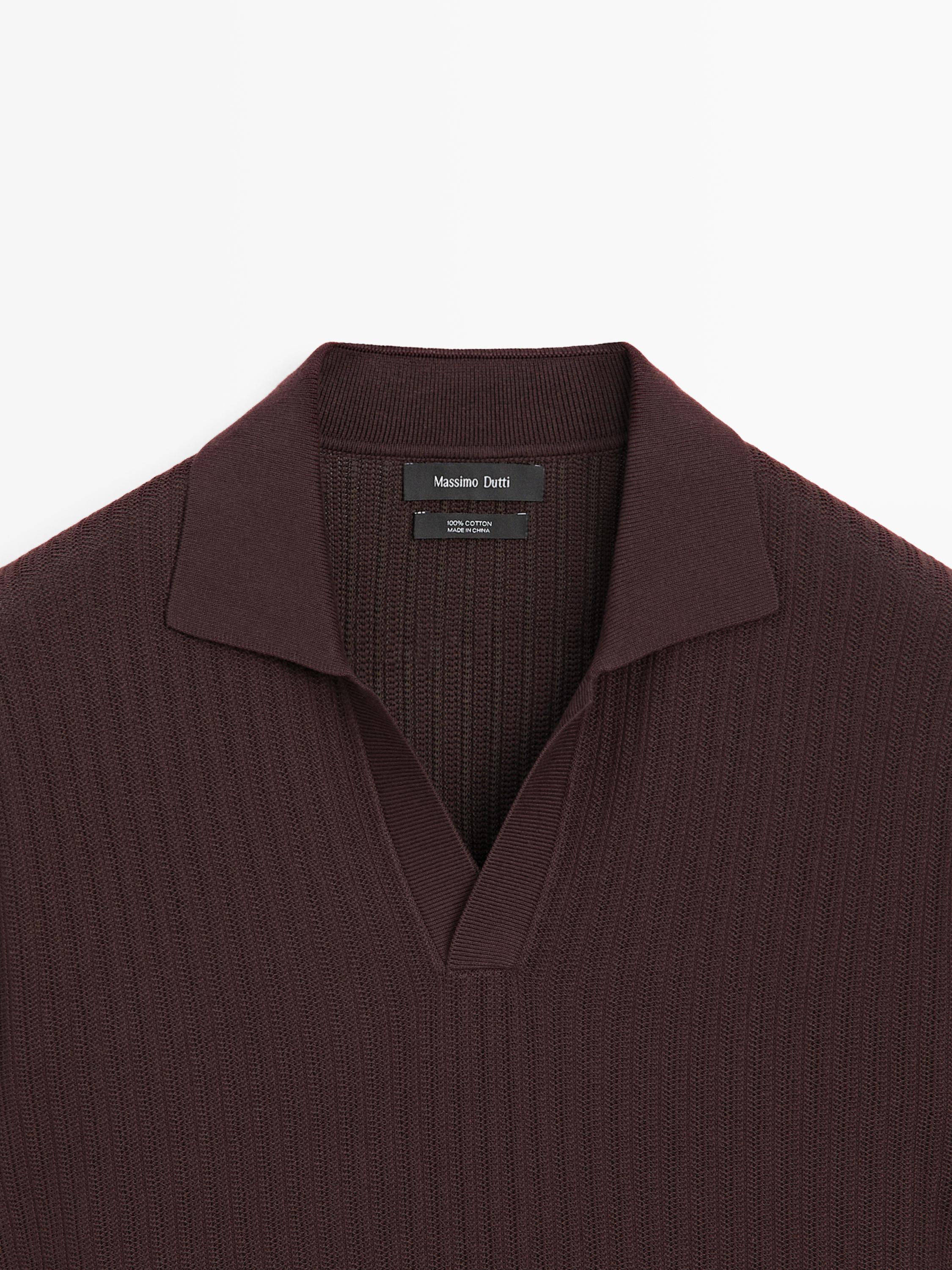 Jacquard knit polo sweater