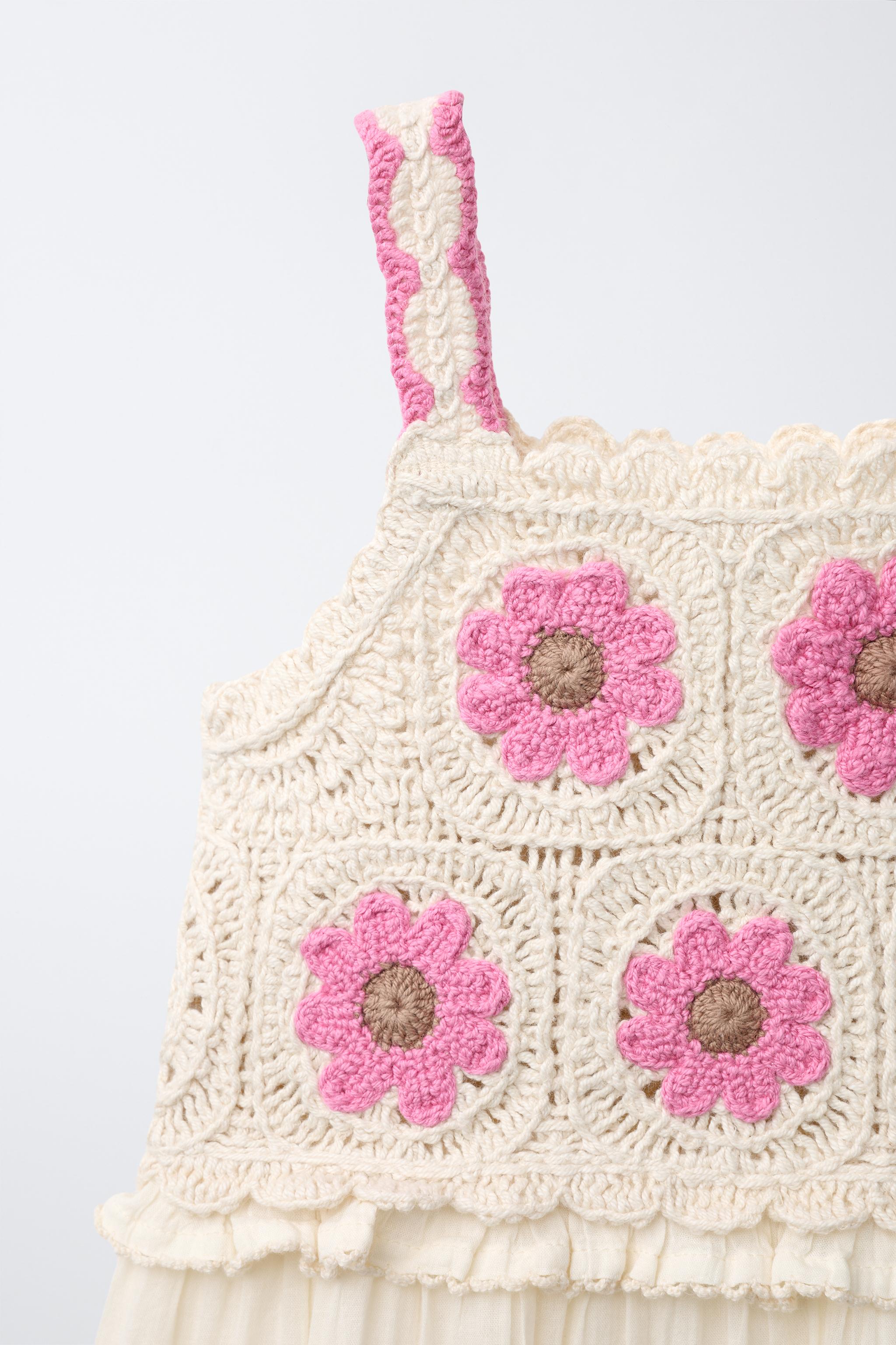 Детские платья Zara CROCHET KNIT COMBINATION DRESS — фото 4