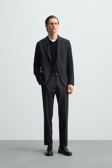 PINSTRIPED SUIT BLAZER - Navy blue by Zara - Image 0