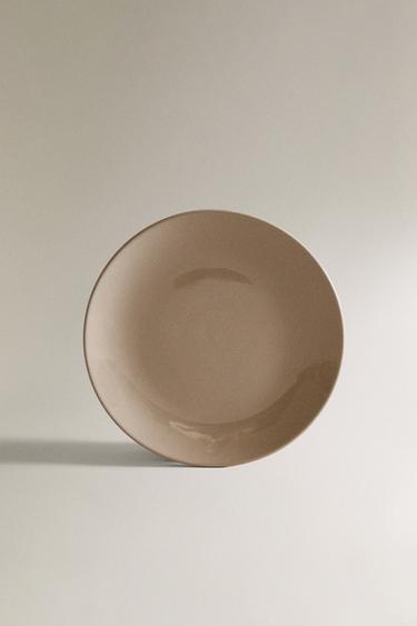 STONEWARE DESSERT PLATE - Taupe grey by Zara