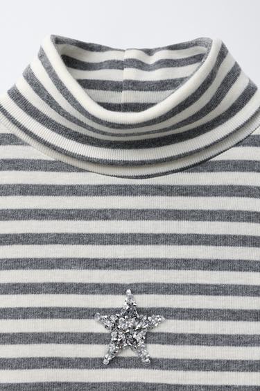 TURTLENECK CUT-OUT T-SHIRT - striped by Zara - Image 2