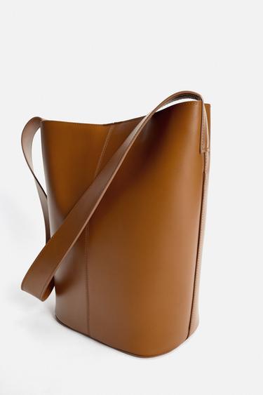 LIMITED EDITION LEATHER SHOPPER BAG - Brown by Zara