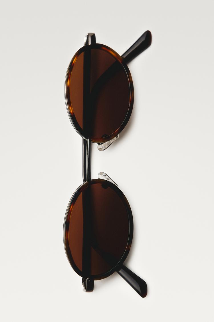 Metallic tortoiseshell-effect sunglasses — Brown