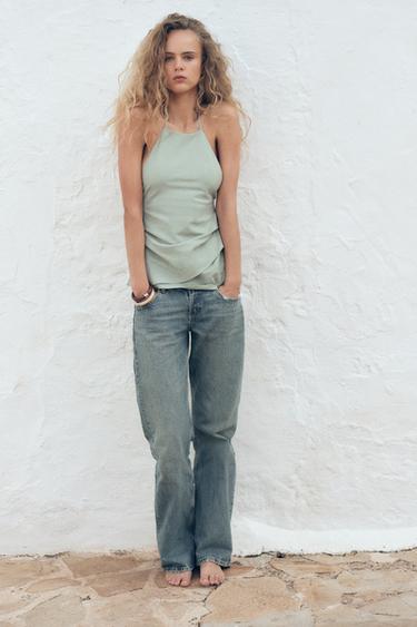 OPEN-BACK HALTER TOP - Sea green by Zara - Image 0