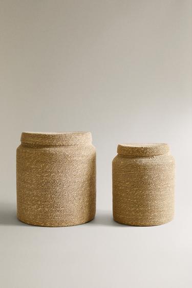 SEAGRASS BASKET WITH LID - Light beige by Zara