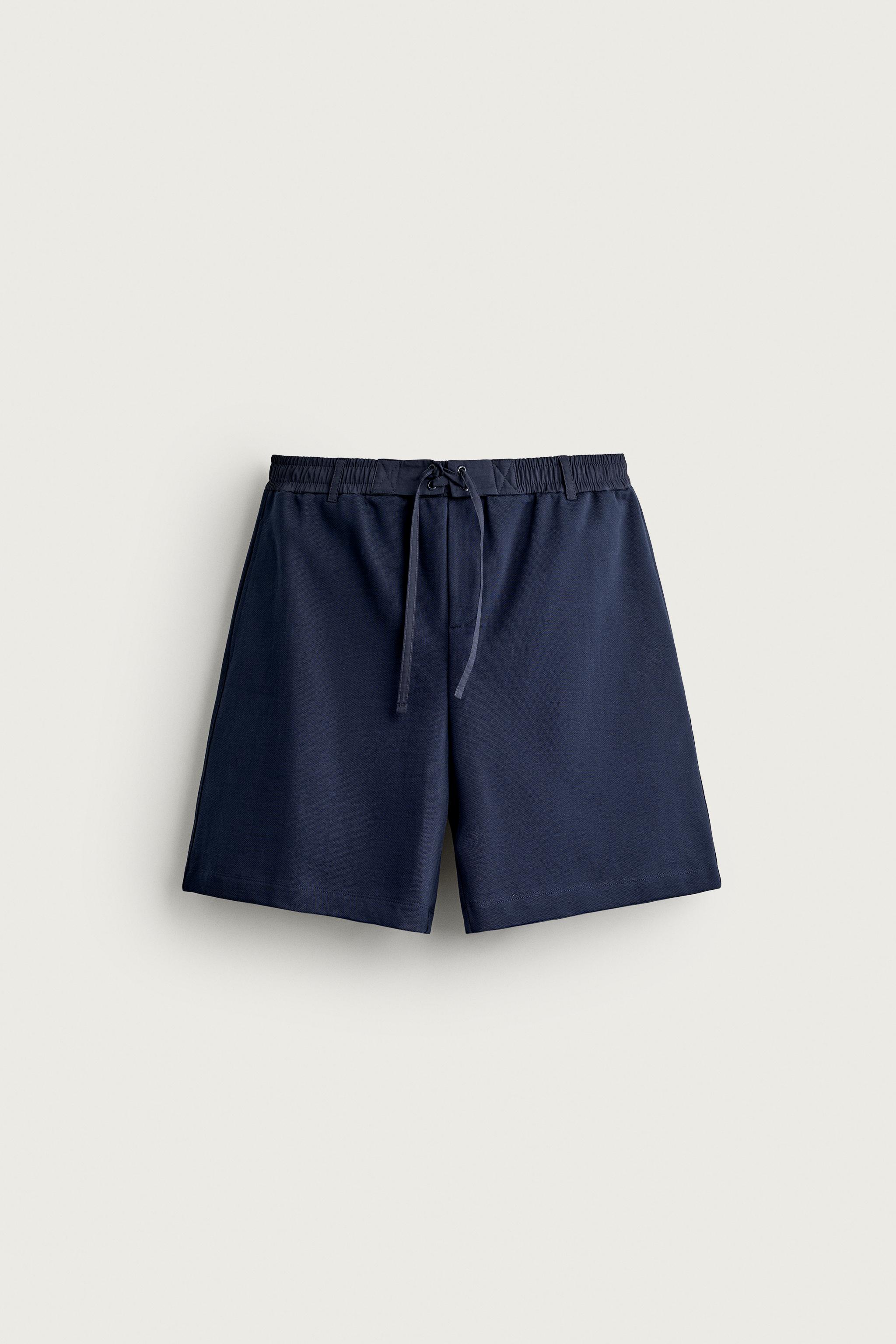 CONTRAST WAIST JOGGER SHORTS — Navy blue