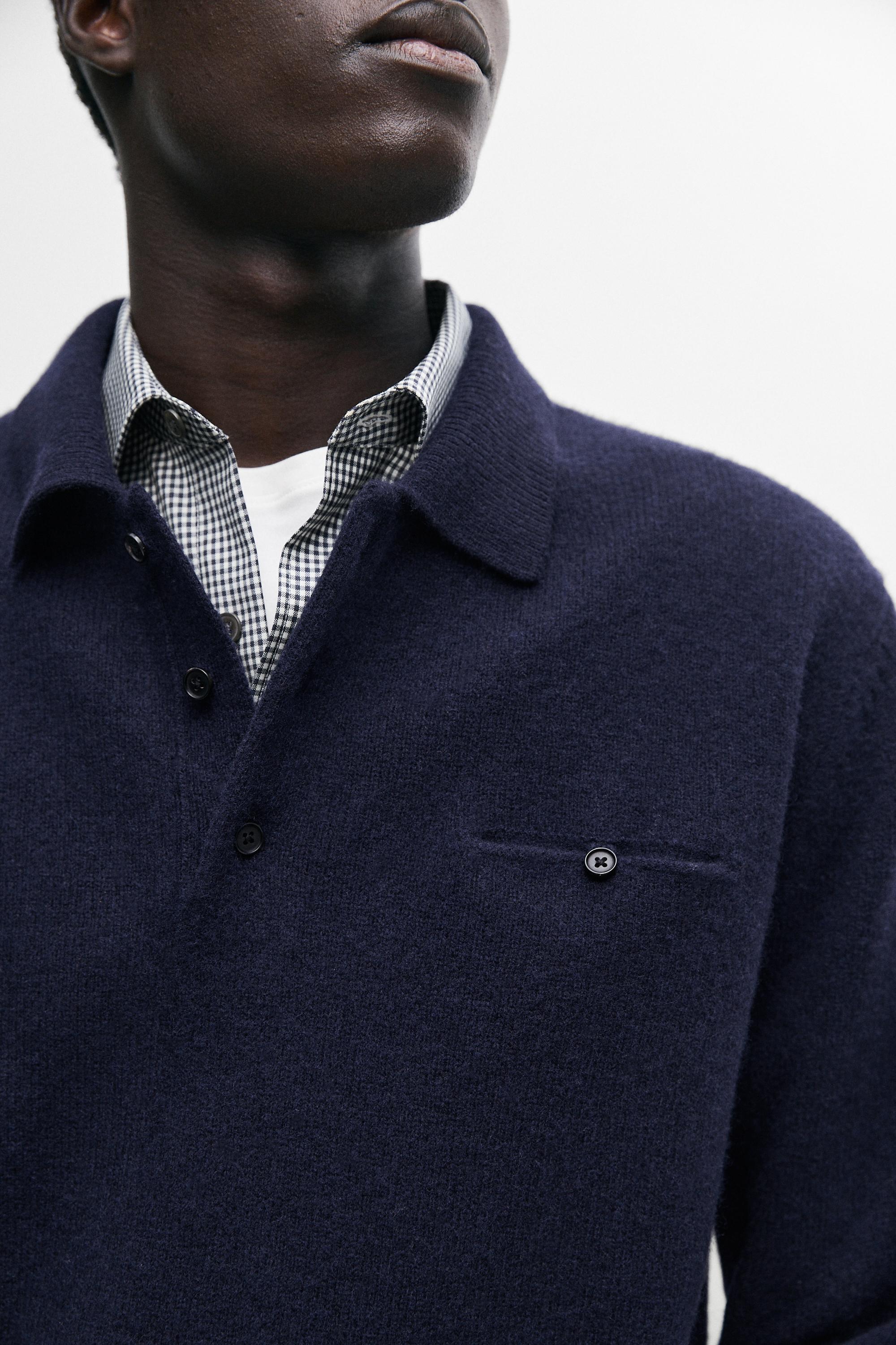 Pull en maille à col polo 100 % laine