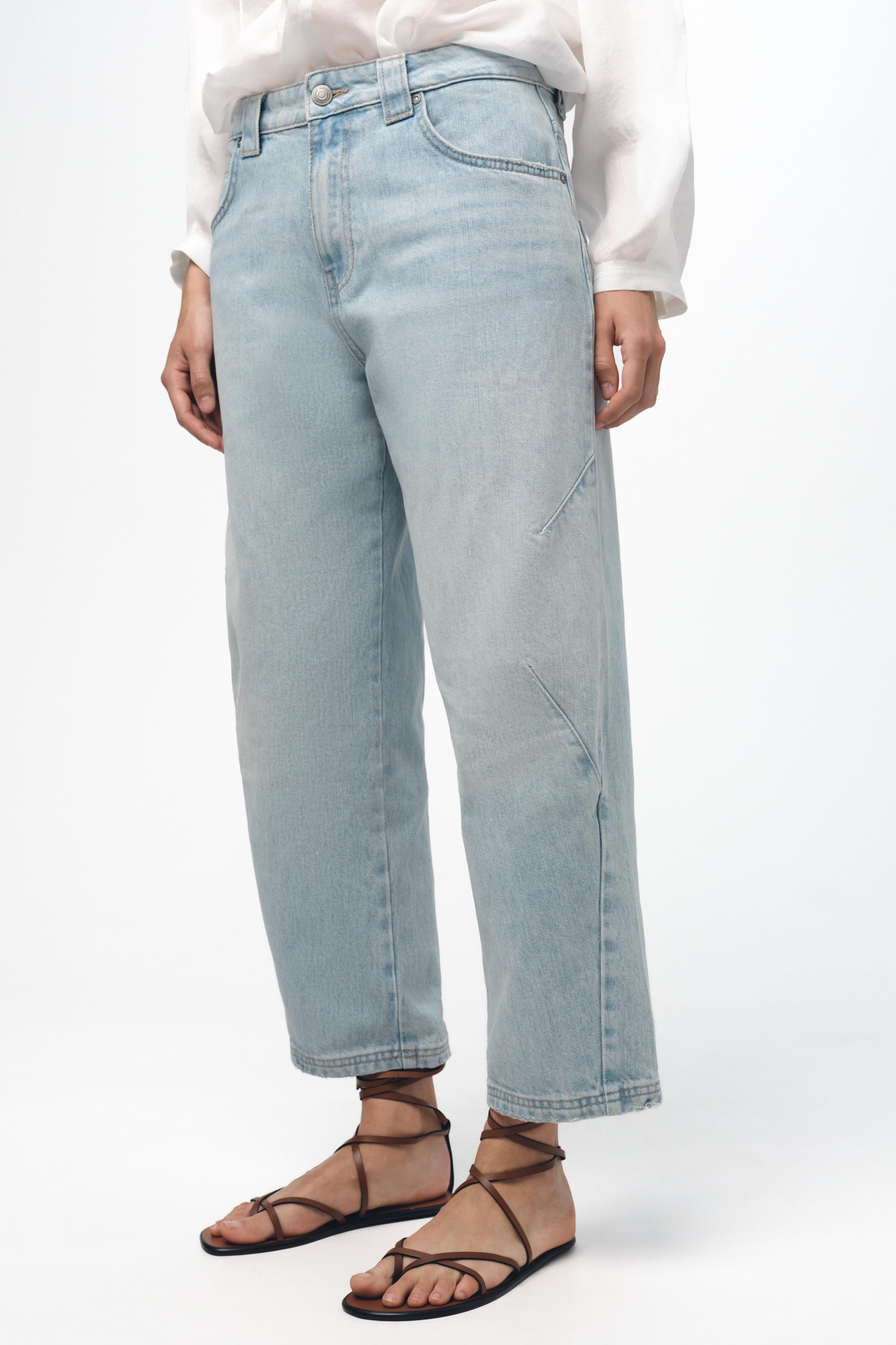 BARREL LEG CROPPED MID WAIST JEANS ZW COLLECTION