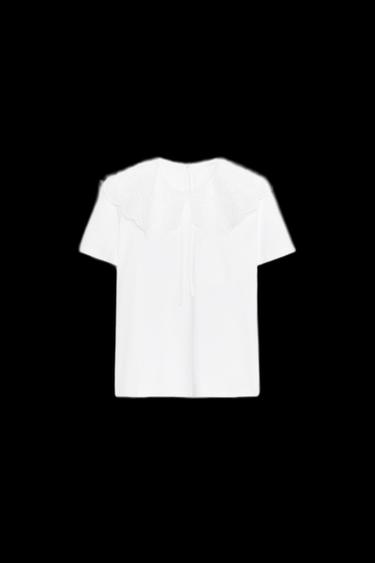T-SHIRT MIT BESTICKTEM BUBIKRAGEN - Weiß von Zara - Bild 0