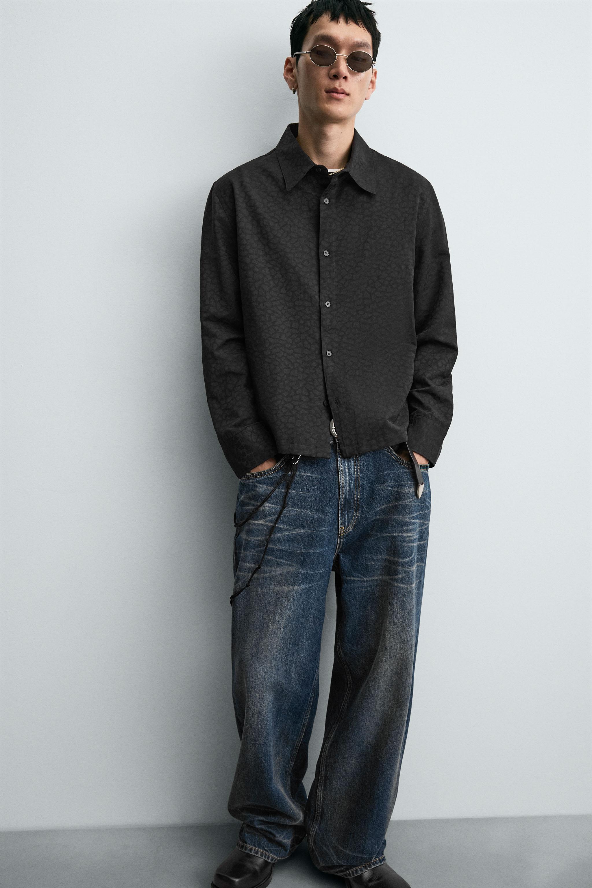 幾何学ジャカードシャツ - ブラック | ZARA Japan / 日本