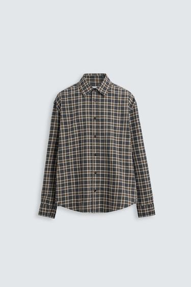 CAMISA RELAXED FIT CUADROS - Gris antracita de Zara