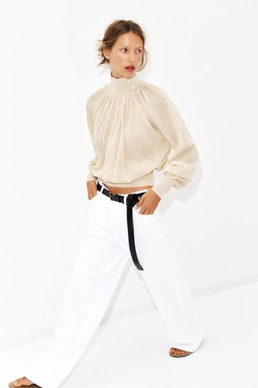 FLOWING COMBINED KNIT BLOUSE - Sand by Zara - Image 4