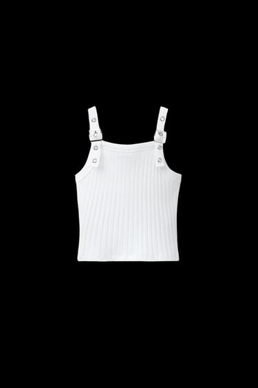 Zara RIBBED BUCKLE STRAP SHIRT - Ecru - Image 0