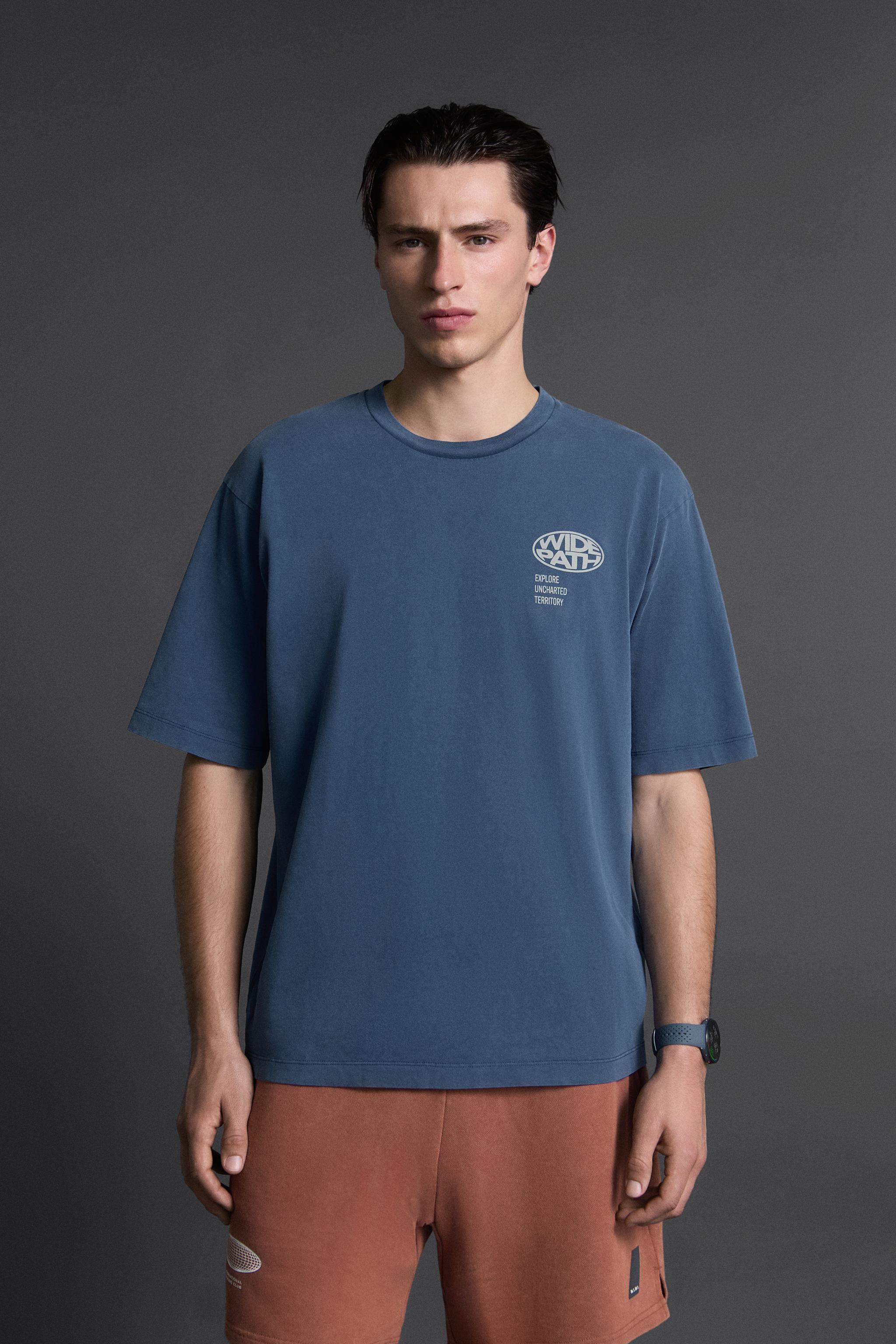 MIXED TEXT T-SHIRT - Faded blue | ZARA Canada