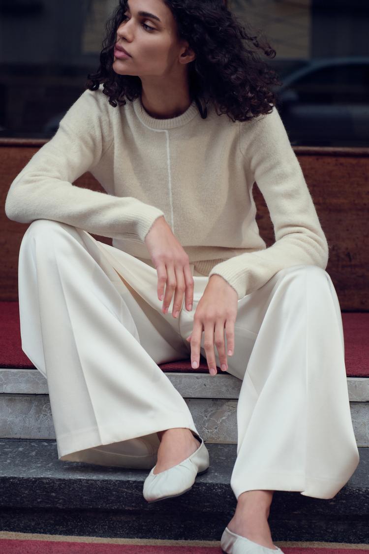 コントラストパイピングニットセーター - エクリュ | ZARA Japan / 日本