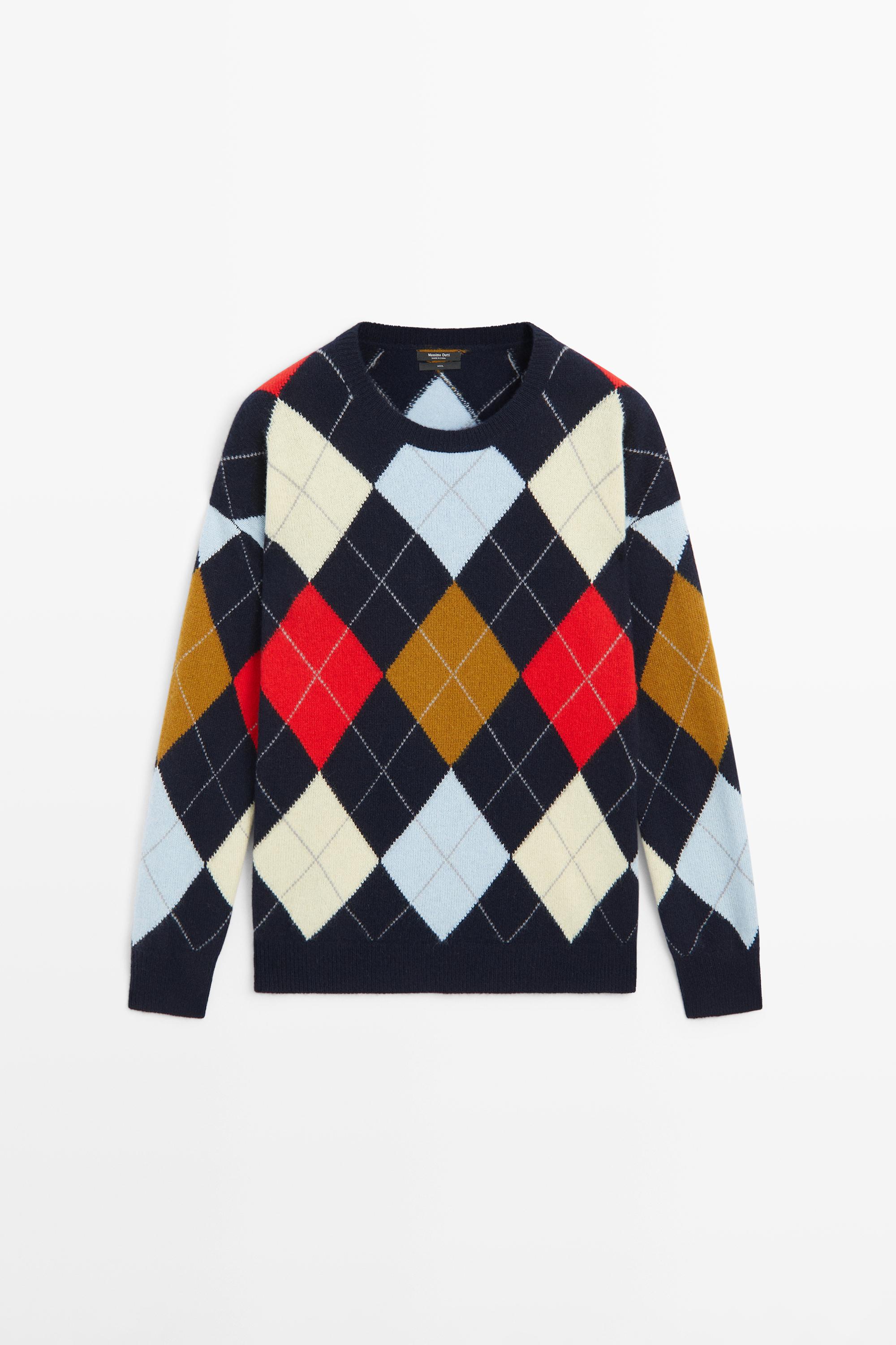 Pull à losanges en maille 100 % laine