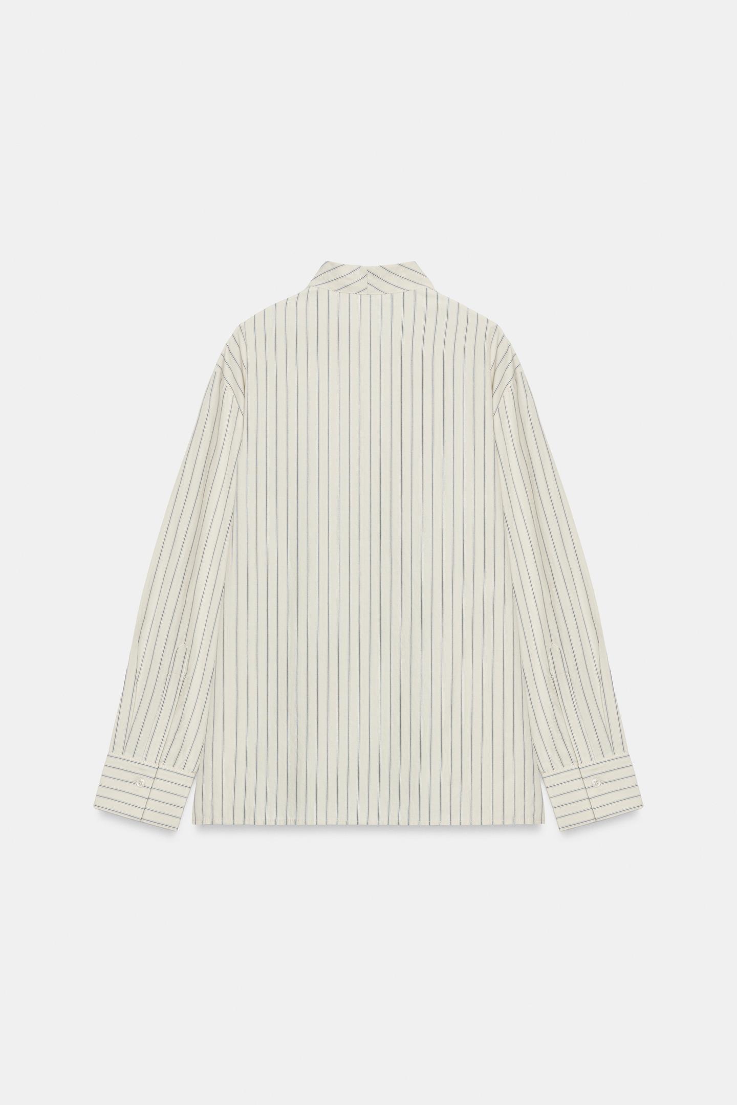 Женская рубашка Zara ZW Collection Striped, цвет: Экрю / Синий — фото 7