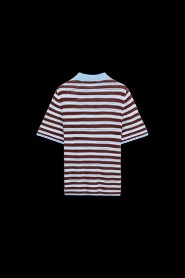 STRIPED KNIT POLO SHIRT - Blue/White by Zara