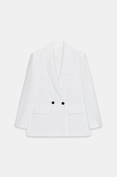 OVERSIZE DOUBLE-BREASTED BLAZER WITH SHOULDER PADS - White by Zara
