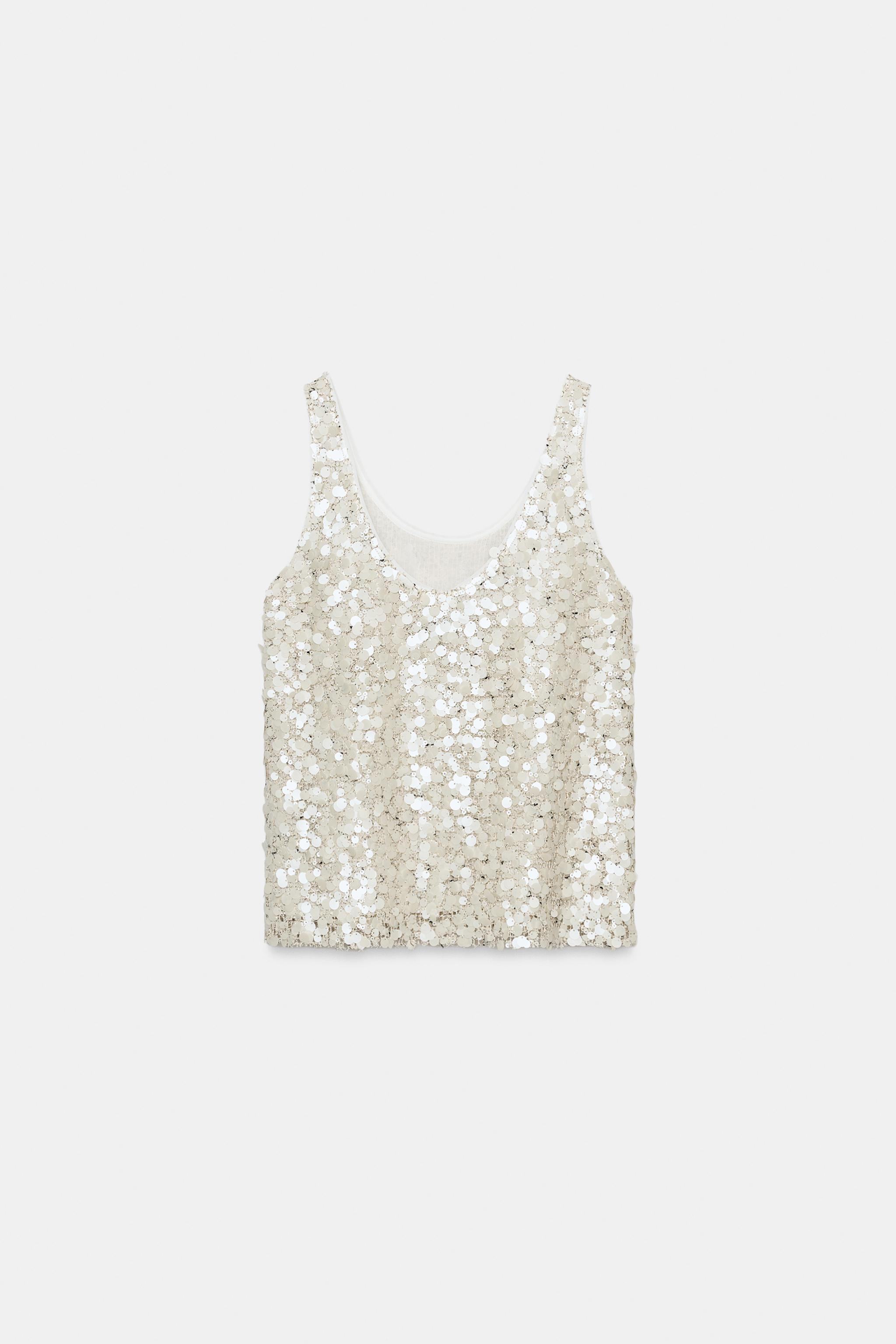 TOP À BRETELLES PAILLETTES