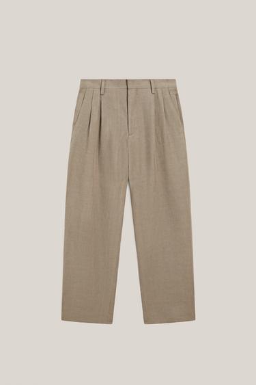 Zara Linen trousers with double darts - LIMITED EDITION - Khaki