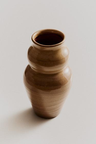 DECORATIVE HULU-SHAPED CERAMIC VASE - Brown by Zara