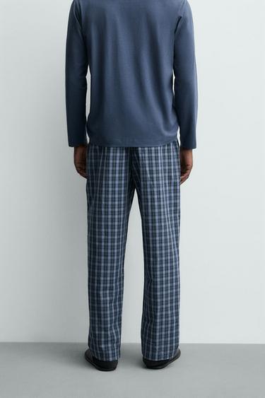 ENSEMBLE PYJAMA COMBINÉ À CARREAUX - Bleu moyen de Zara - Image 4