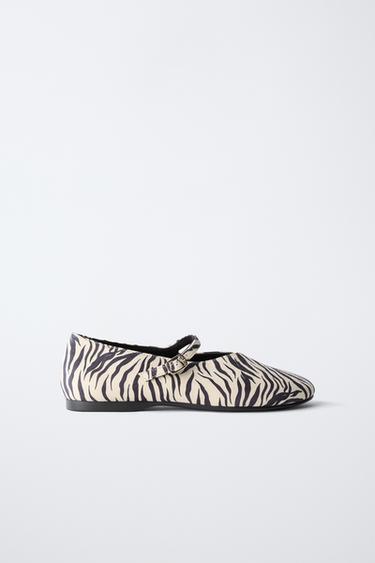 ANIMAL PRINT BALLERINAS - White by Zara