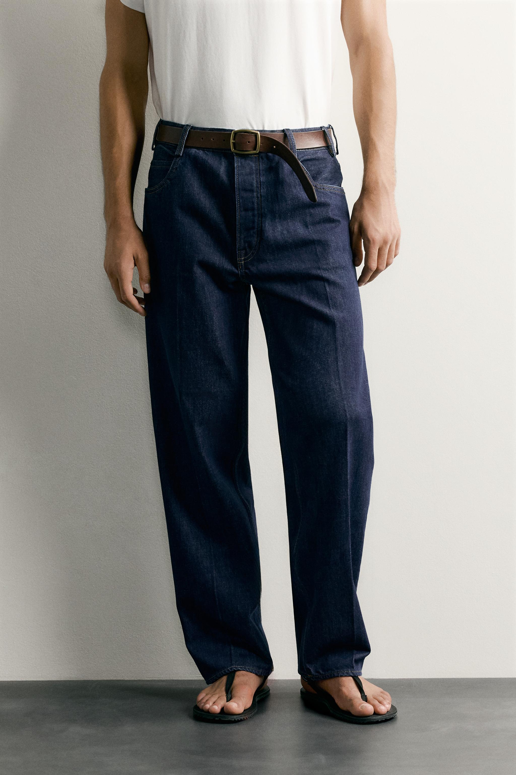 RELAXED FIT PRESSED CREASE JEANS — Indigo (alternate view)