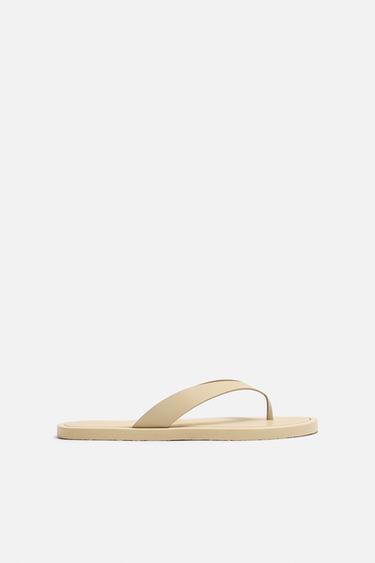 Zara LEATHER SANDALS - Off White