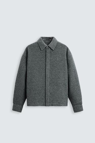 Zara BOUCLÉ EFFECT OVERSHIRT - Gray