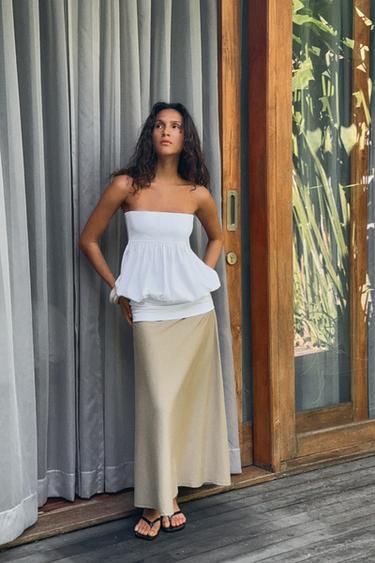 ROBE MIDI BIMATIÈRE - Blanc de Zara - Image 1