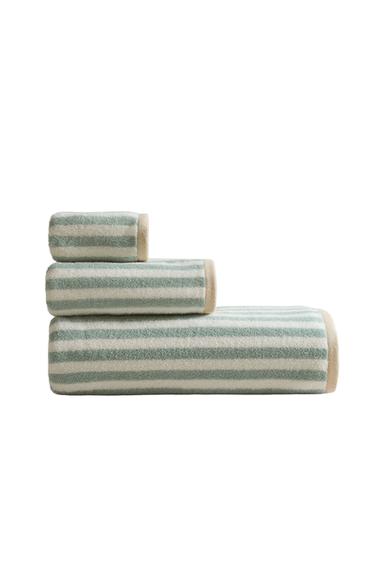 REVERSIBLE STRIPED BATH TOWEL - Sea green by Zara