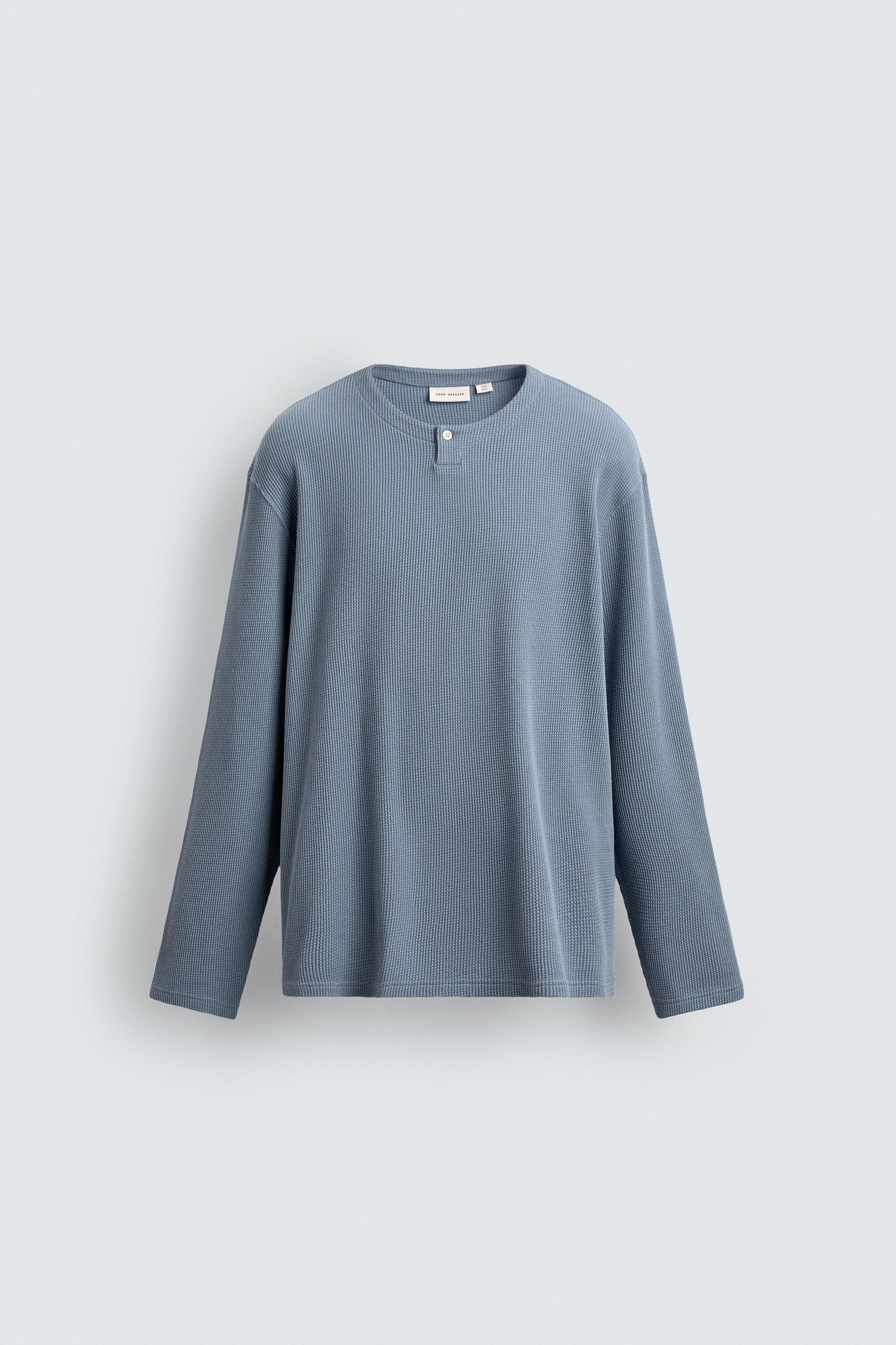 ワッフルニットヘンリーネックTシャツ - オフホワイト | ZARA Japan