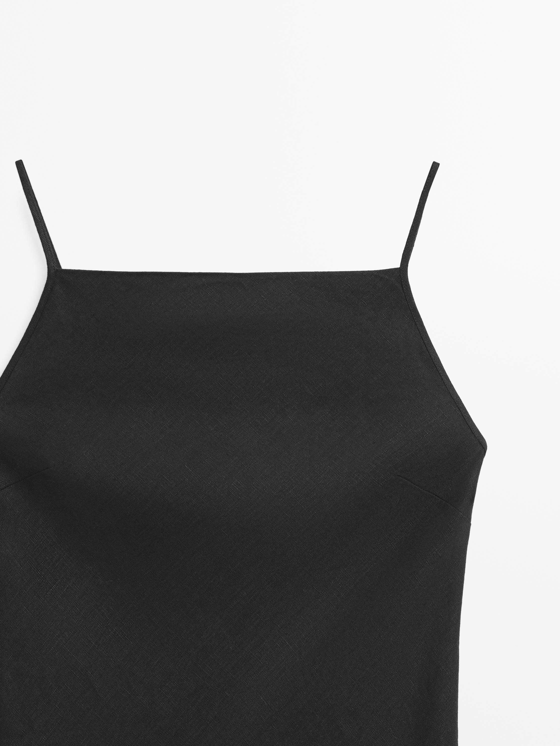 100% linen midi dress